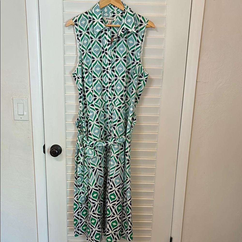 Boden Geometric Green and Blue Blouse